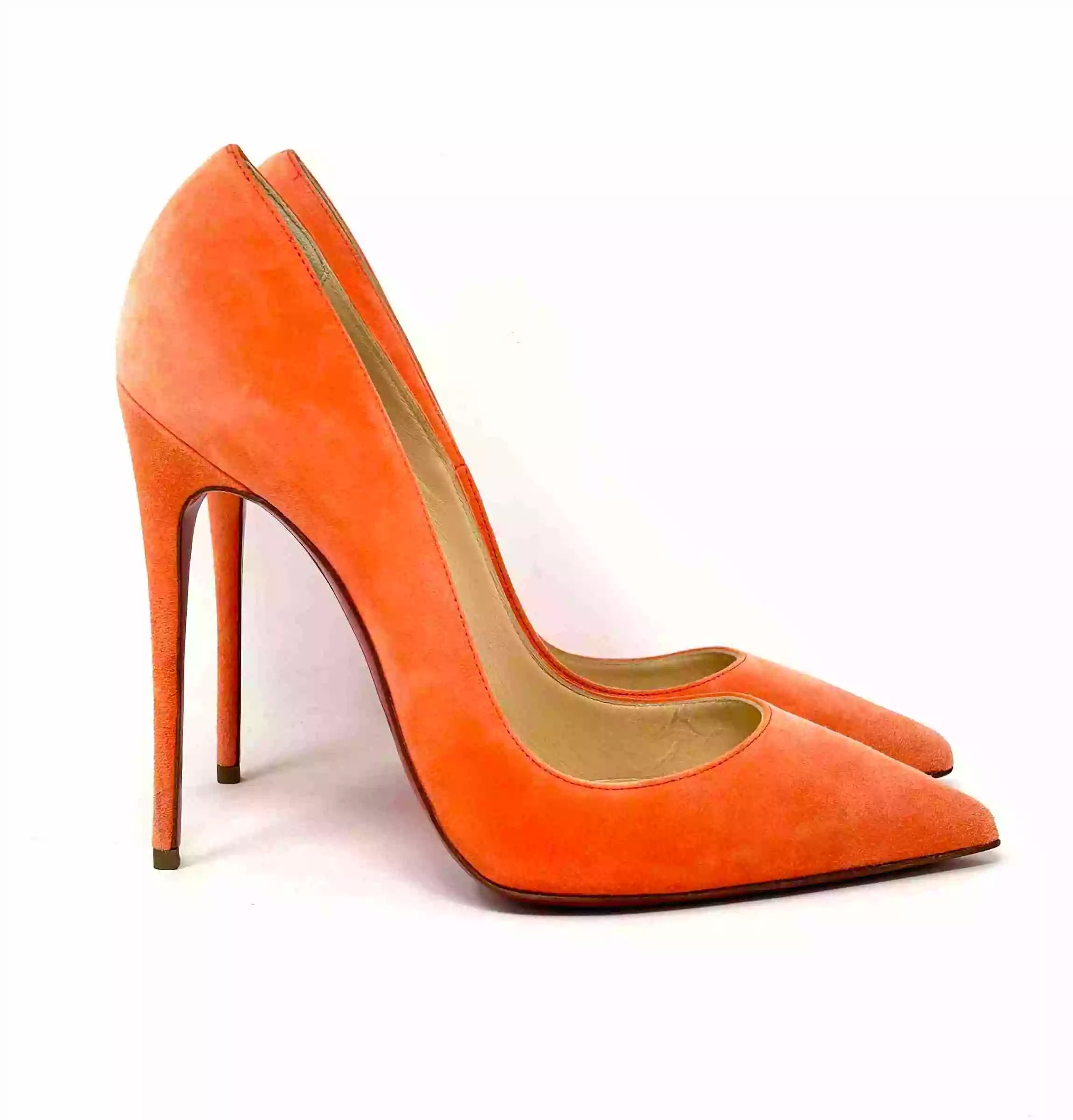 Christian Louboutin So Kate 120 Orange Suede Pump Heels 38 UK