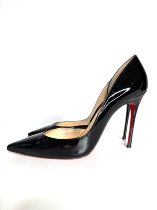 Christian Louboutin Iriza 100 Black Patent Heels 40 UK7