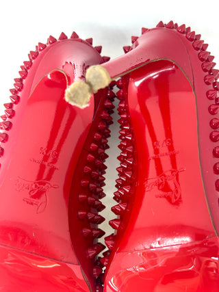 Christian Louboutin Pigalle Spikes 100 Red Patent Leather Pump Heels 37.5 UK 4.5