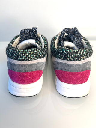 Chanel Preloved Multicolor Tweed Suede CC Sneakers Trainers 38.5 UK5.5