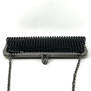 Christian Louboutin Miss Loubi Black Patent Leather Spiked Frame Clutch Bag