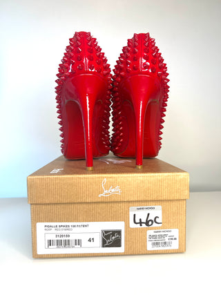 Christian Louboutin Pigalle Spikes 100 Red Patent Leather Heels – Size 41 UK 8