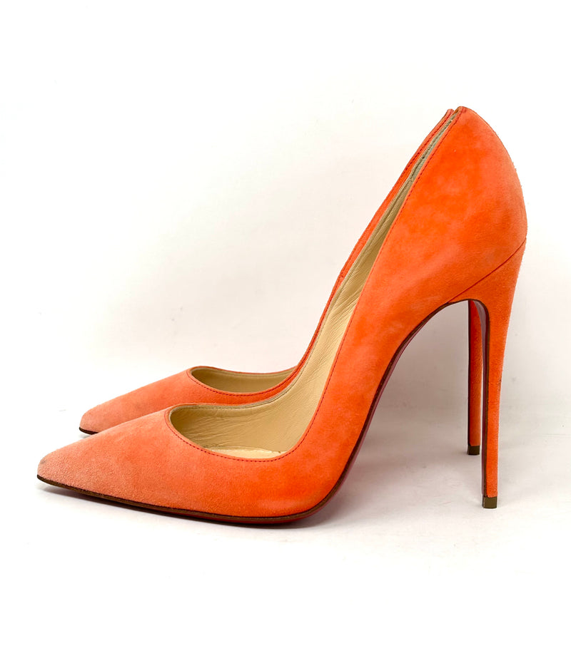 Christian Louboutin Orange Suede Pump Heels 