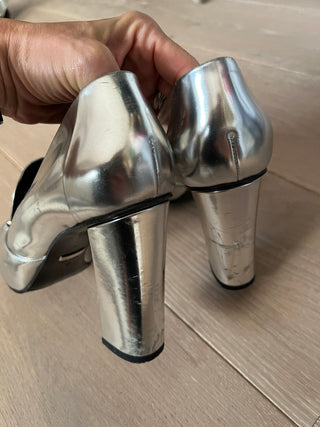 Gucci Horsebit Silver Leather Pumps Heels 39