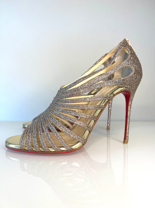 Christian Louboutin Multibrida 100 Multicolour Glitter Strappy Sandals Heels – Size 38.5 UK 5.5