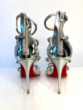 Christian Louboutin Preloved Forever Girl 100 Silver Sandals 40 UK7