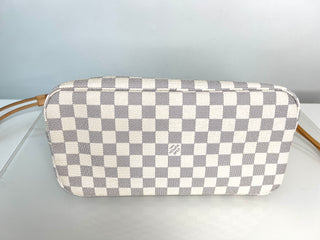 Louis Vuitton Neverfull MM Damier Azur Tote Bag & Matching Pouch