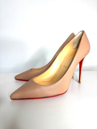 Christian Louboutin Kate 100 Nude Nappa Leather Heels 37.5 UK4.5