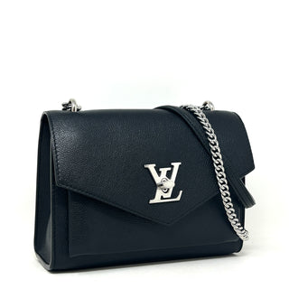 Louis Vuitton Black Grainy Leather Metal Chain Shoulder Bag