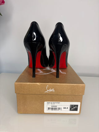 Christian Louboutin Pigalle 100 Black Patent Heels 38.5 UK5.5