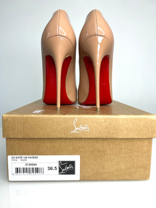 Christian Louboutin So Kate 120 Nude Patent Heels 36.5 UK3.5