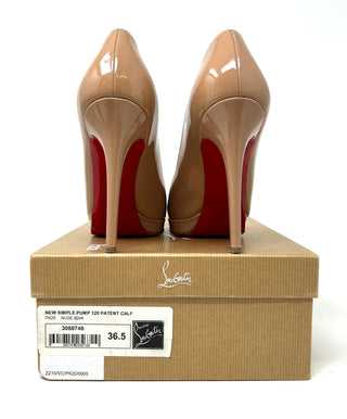 Christian Louboutin New Simple Pump 120 Nude Patent Leather Pump Heels 36.5 UK 3.5