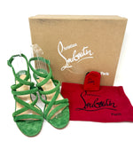 Christian Louboutin Cleissimo 85 Bambou Green Suede Leather Heel Sandals 36 UK 3