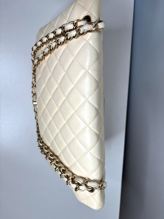 Chanel Classic Maxi Cream Calfskin Shoulder Flap Bag