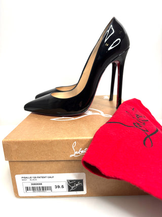 Christian Louboutin Pigalle 120 Black Patent Heels 39.5 UK6.5