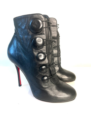 Christian Louboutin Booton 100 Black Leather Ankle Boots – Size small 38 UK5
