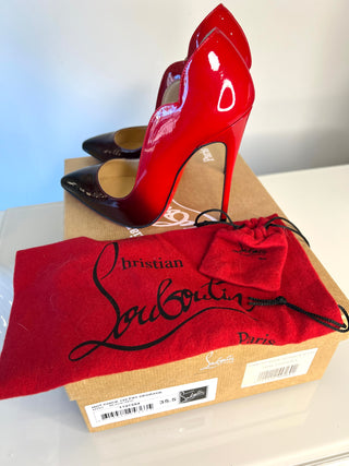 Christian Louboutin Hot Chick 120 Black/Red Dégradé Patent Leather Heels – Size 35.5 UK2.5