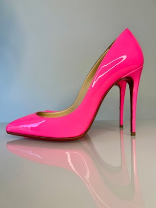 Christian Louboutin Pigalle Follies 100 Shocking Pink Patent Leather Heels 36 UK3
