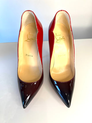 Christian Louboutin Hot Chick 120 Black/Red Dégradé Patent Leather Heels – Size 35.5 UK2.5