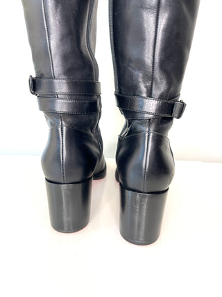 Christian Louboutin Preloved Karialta 70 Black Leather Over-The-Knee Boots 39 UK6