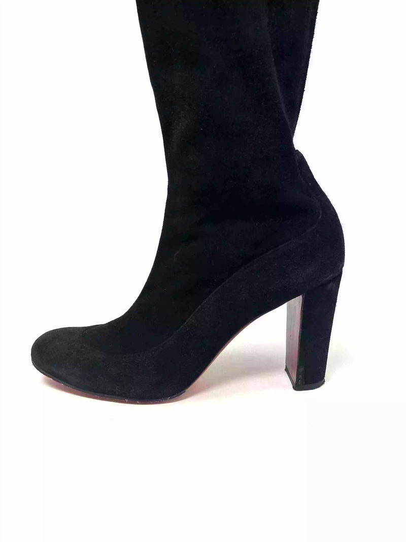 Christian Louboutin Kiss Me Gena 85 Black Suede Over-The-Knee Boots 39 UK 6