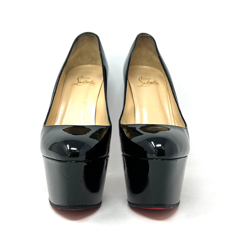 Christian Louboutin Alta Vicky 160 Black Patent Platform Pump Heels 38.5 UK 5.5