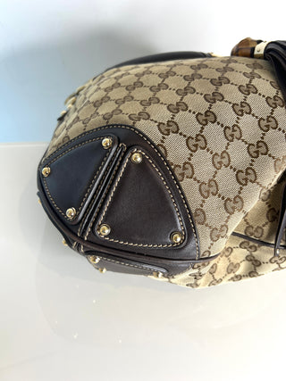 Gucci Pre-Owned GG Canvas Bamboo Indi Hobo Shoulder Bag