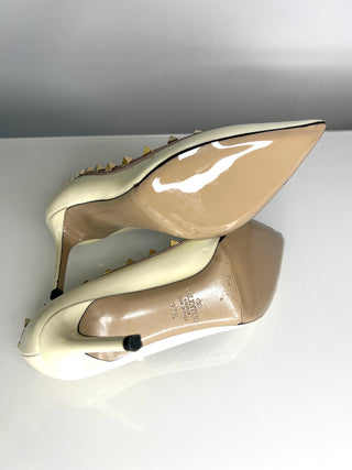 Valentino Garavani Rockstud 85 Ivory White Patent Leather Pumps – EU 37.5 / UK 4.5