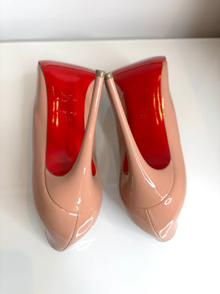 Christian Louboutin Hot Chick 100 Nude Patent Heels 39 UK6