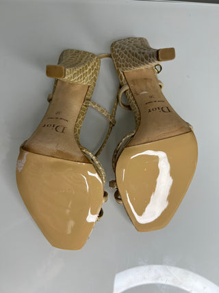 Christian Dior Croc-Effect & Orange Jewel Sandals – Size 36 / UK 3