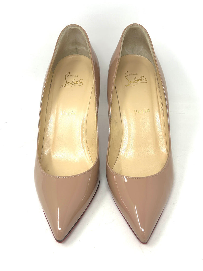 Christian Louboutin Pigalle 85 Nude Patent Leather Pump Heels 39.5 UK 6.5