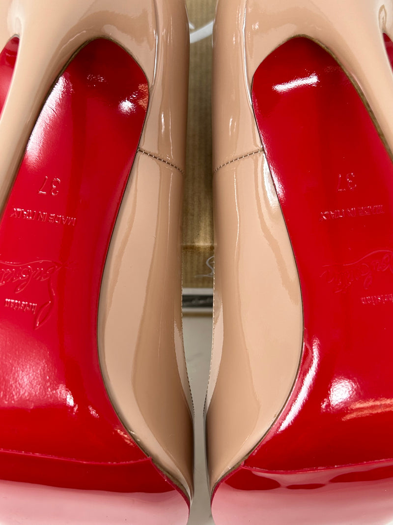 Christian Louboutin Nude Patent Leather Pump Heels 