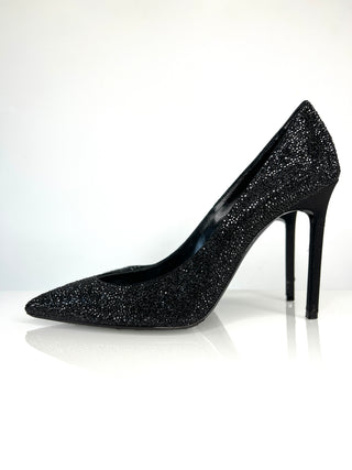 Saint Laurent Anja Black Swarovski Crystal Pumps Heels 38.5 UK5.5