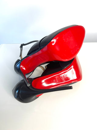 Christian Louboutin Mira Bella 120 Black Leather Peep-Toe Heels – Size 39 / UK 6