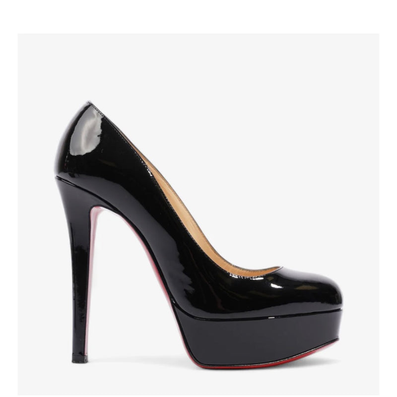 Christian Louboutin Black Patent Leather Platform Pump Heels