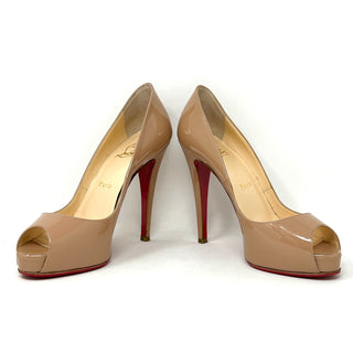 Christian Louboutin Nude Patent Peep Toe Heels