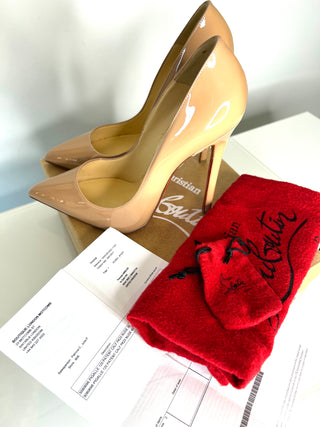 Christian Louboutin Pigalle 120 Nude Patent Leather Heels 40 UK7