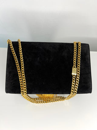 Saint Laurent YSL Kate Tassel Medium Black Suede Shoulder Bag