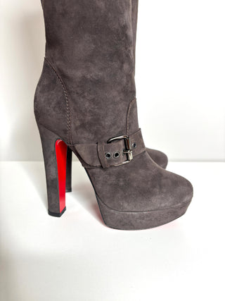 Christian Louboutin Harletty Brown Suede Knee High Boots 35.5 UK2.5