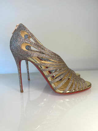 Christian Louboutin Multibrida 100 Multicolour Glitter Strappy Sandals Heels – Size 38.5 UK 5.5