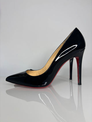 Christian Louboutin Pigalle 100 Black Patent Heels 38.5 UK5.5
