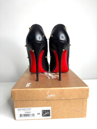 Christian Louboutin Degraspike 120 Black Leather Heels 40 UK7