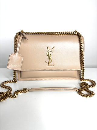 Saint Laurent Sunset Medium Beige Chain Crossbody Bag