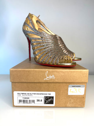 Christian Louboutin Multibrida 100 Multicolour Glitter Strappy Sandals Heels – Size 38.5 UK 5.5