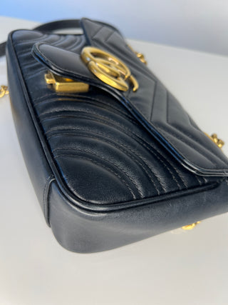 Gucci GG Marmont Small Black Leather Shoulder Bag