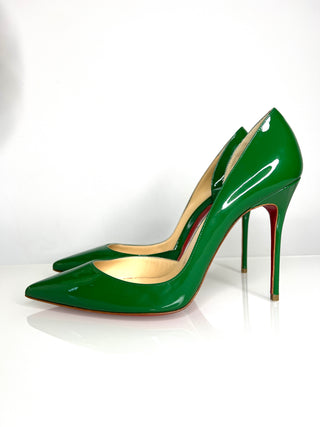 Christian Louboutin Iriza 100 Green Patent Leather Heels 39.5 UK6.5