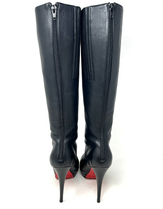 Christian Louboutin Alti Botte 120 Black Leather Knee High Platform Boots 38.5 UK 5.5