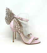 Sophia Webster Evangeline Light Pink Leather Glitter Wing Heel Sandals 39 UK 6