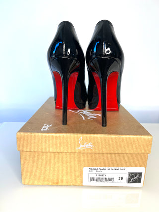 Christian Louboutin Pigalle Plato 120 Black Patent Leather Heels – Size 39 UK 6