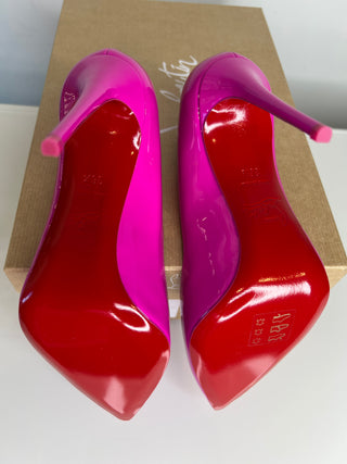 Christian Louboutin Hot Chick 100 Bolerose Pink Patent Leather Heels 36.5 UK3.5